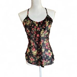 VINTAGE TeenBell Black Floral Camisole
